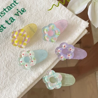 🍥jellycuty🍥 Kẹp viền hình bầu dục hoa đáng yêu trong suốt Đa năng Sinh viên Nổ Clip Cô gái ngọt ngào Mũ đội đầu trái tim