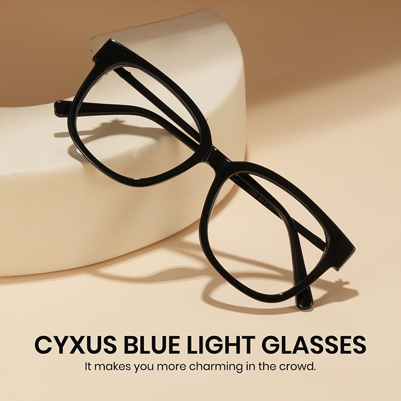 Cyxus Kính Chống Ánh Sáng Xanh Phong Cách Hàn Quốc Gọng Tròn TR90 Bảo Vệ Mắt Máy Tính Chống Tia UV 8234