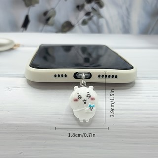 Điện Thoại Di Động Chống Bụi Cắm DIY Nhựa Kawaii Mèo Trắng Lớn Mặt Dây Chuyền Nhỏ Trang Trí Điện Thoại Di Động Chống Bụi Cắm