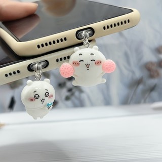 Điện Thoại Di Động Chống Bụi Cắm DIY Nhựa Kawaii Mèo Trắng Lớn Mặt Dây Chuyền Nhỏ Trang Trí Điện Thoại Di Động Chống Bụi Cắm