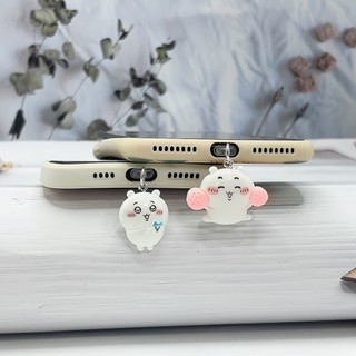Điện Thoại Di Động Chống Bụi Cắm DIY Nhựa Kawaii Mèo Trắng Lớn Mặt Dây Chuyền Nhỏ Trang Trí Điện Thoại Di Động Chống Bụi Cắm