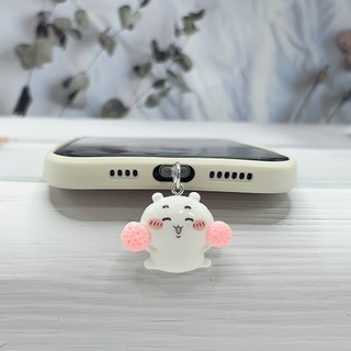 Điện Thoại Di Động Chống Bụi Cắm DIY Nhựa Kawaii Mèo Trắng Lớn Mặt Dây Chuyền Nhỏ Trang Trí Điện Thoại Di Động Chống Bụi Cắm