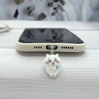 Điện Thoại Di Động Chống Bụi Cắm DIY Nhựa Kawaii Mèo Trắng Lớn Mặt Dây Chuyền Nhỏ Trang Trí Điện Thoại Di Động Chống Bụi Cắm