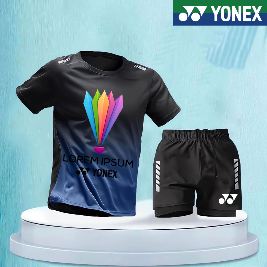 Áo sơ mi yonex chống vi khuẩn và thấm mồ hôi + quần short yonex mới bộ đồ thể thao cầu lông chuyên nghiệp nam nữ thể thao quần short tay ngắn 115345