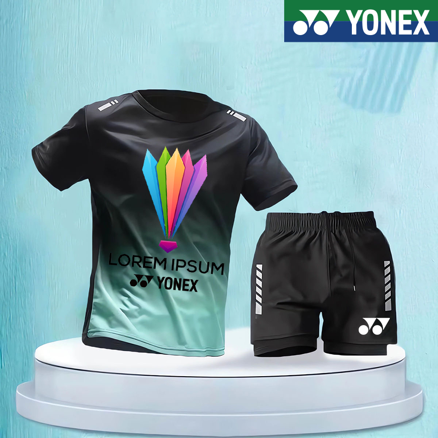 Áo sơ mi yonex chống vi khuẩn và thấm mồ hôi + quần short yonex mới bộ đồ thể thao cầu lông chuyên nghiệp nam nữ thể thao quần short tay ngắn 115345