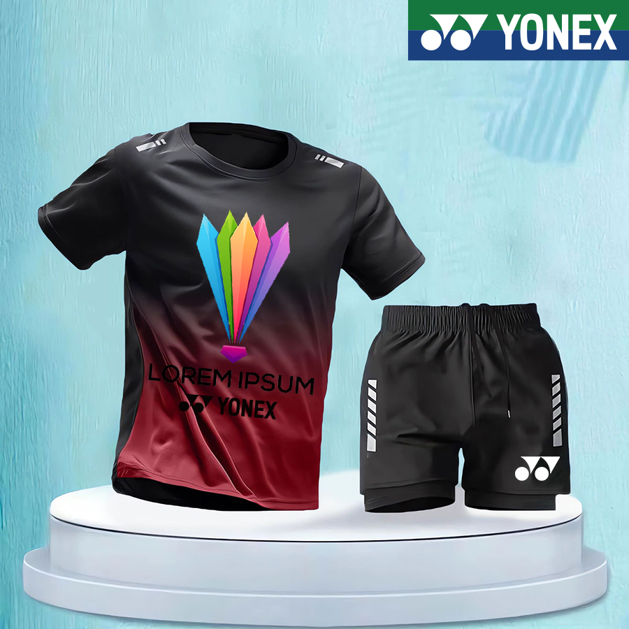 Áo sơ mi yonex chống vi khuẩn và thấm mồ hôi + quần short yonex mới bộ đồ thể thao cầu lông chuyên nghiệp nam nữ thể thao quần short tay ngắn 115345