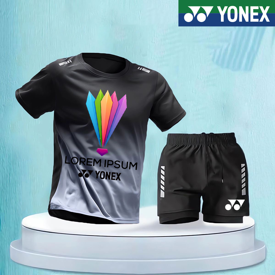 Áo sơ mi yonex chống vi khuẩn và thấm mồ hôi + quần short yonex mới bộ đồ thể thao cầu lông chuyên nghiệp nam nữ thể thao quần short tay ngắn 115345