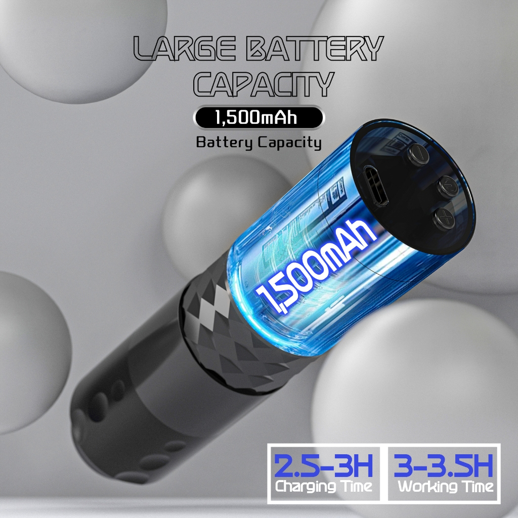 Máy xăm không dây, súng xăm với bút xăm pin hiển thị thông minh 1500mAh