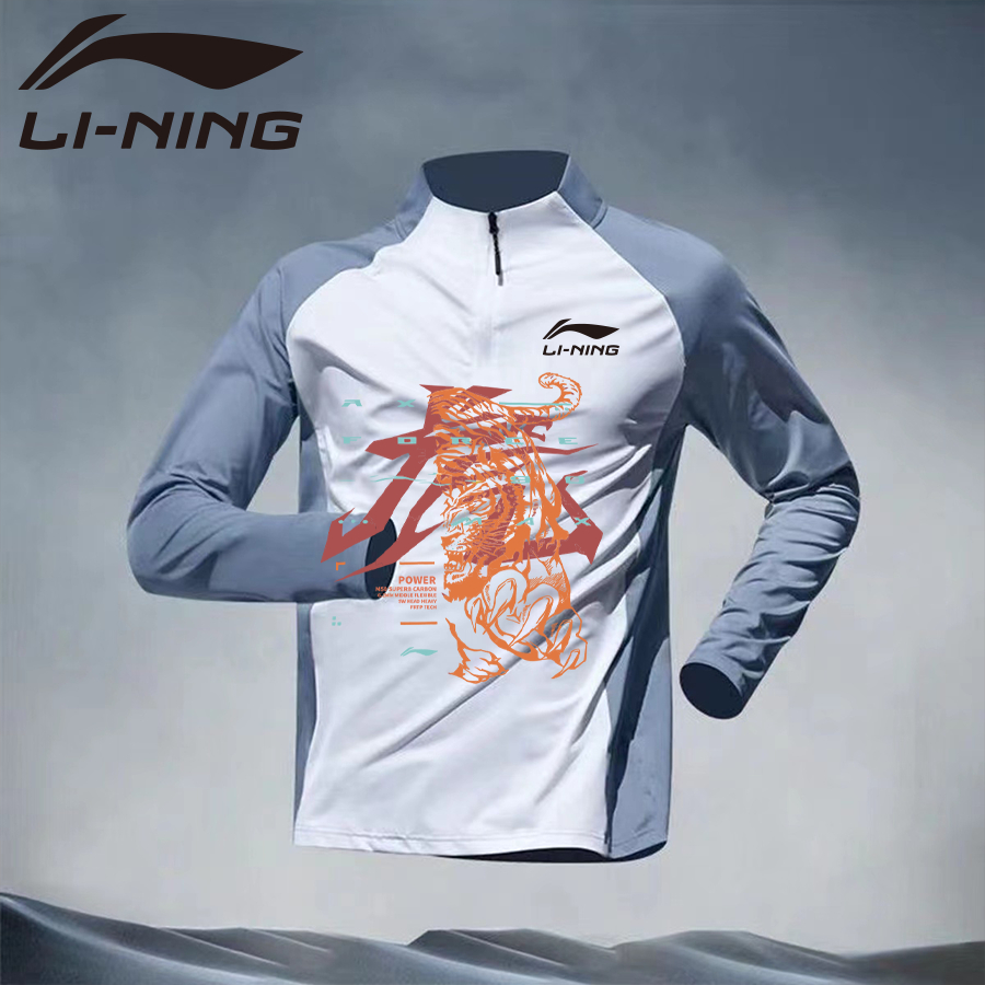 Li Ning Áo Sơ Mi Li Ning Quần Thu Đông Ấm Áp Cầu Lông Thể Thao Nhanh Khô Chống Khuẩn Hai Màu Nối Thể Thao Nửa-zip Áo Len Quần
