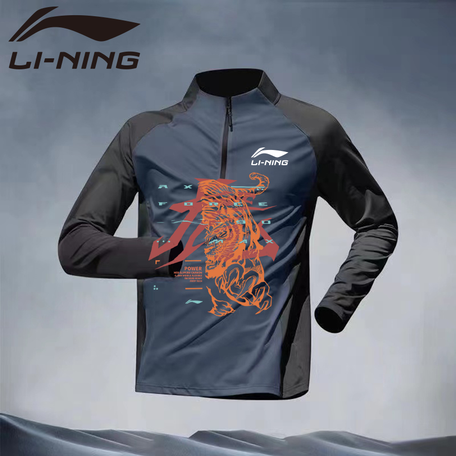 Li Ning Áo Sơ Mi Li Ning Quần Thu Đông Ấm Áp Cầu Lông Thể Thao Nhanh Khô Chống Khuẩn Hai Màu Nối Thể Thao Nửa-zip Áo Len Quần