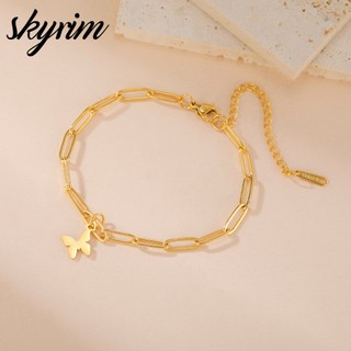 Vòng tay mặt dây chuyền hình bướm thanh lịch SKYRIM Trang sức thời trang bằng thép không gỉ dành cho nữ