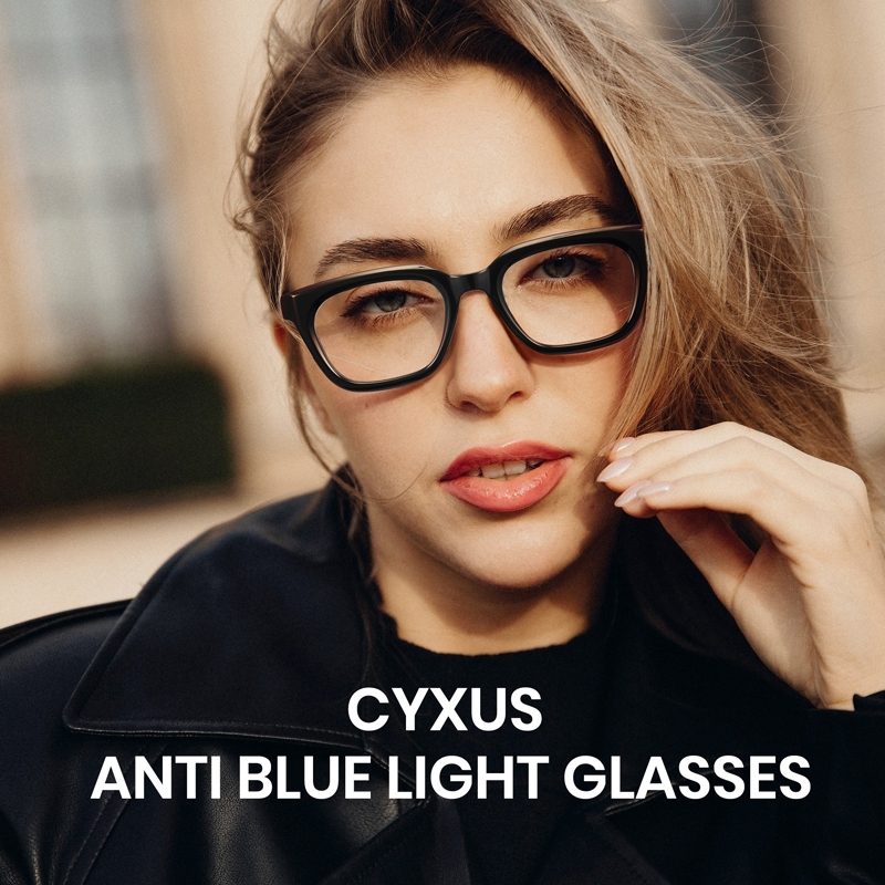 Cyxus Kính Nữ Chống Ánh Sáng Xanh Gọng Vuông Dày Chất Liệu TR90 Bảo Vệ Mắt Cho Công Việc Và Giải Trí 8237