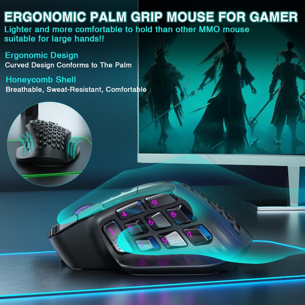 Solaka SM809 PRO MMO Chuột chơi game Bluetooth không dây 2.4G có dây Tùy chỉnh Phím bên DIY Thay thế vỏ bên | BigBuy360 - bigbuy360.vn