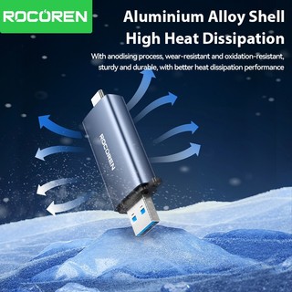 Đầu đọc thẻ nhanh Rocoren 2 trong 1 SD TF OTG Type-C & USB 3.0 Bộ chuyển đổi đầu đọc thẻ nhớ thông minh cho máy tính xách tay Máy tính bảng Điện thoại PC