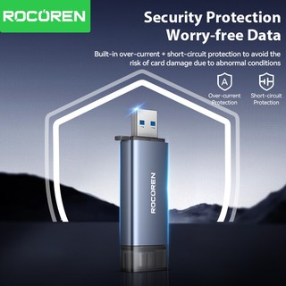 Đầu đọc thẻ nhanh Rocoren 2 trong 1 SD TF OTG Type-C & USB 3.0 Bộ chuyển đổi đầu đọc thẻ nhớ thông minh cho máy tính xách tay Máy tính bảng Điện thoại PC