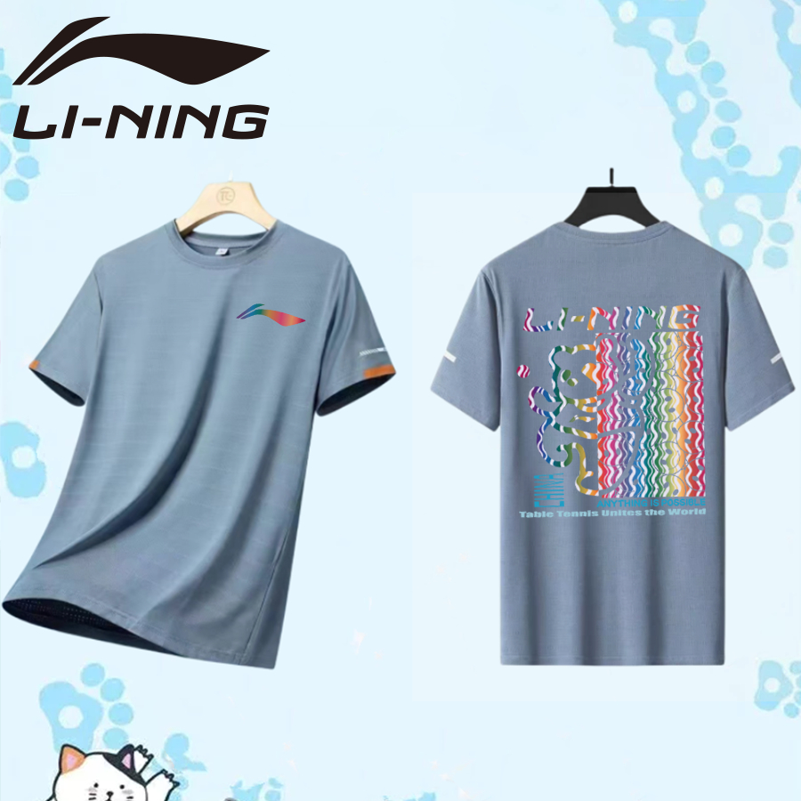 Li ning áo sơ mi lưới nhanh khô thoáng khí áo sơ mi cầu lông nam nữ tay ngắn văn hóa áo sơ mi khô nhanh yyy thể thao đào tạo áo thun