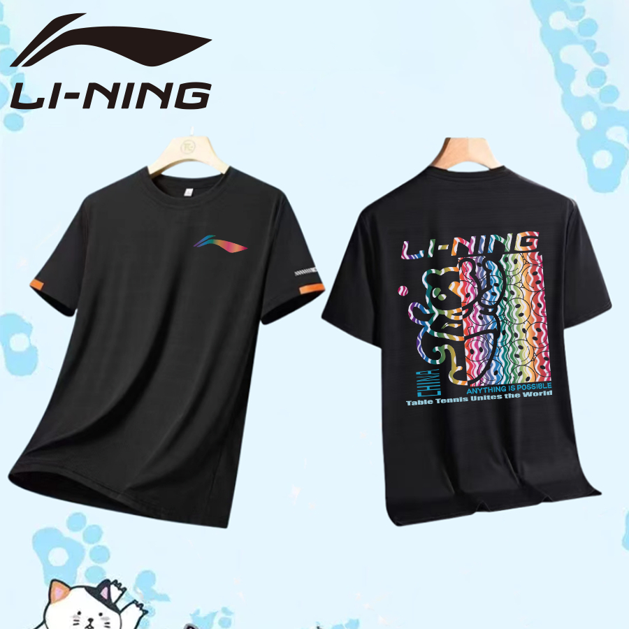 Li ning áo sơ mi lưới nhanh khô thoáng khí áo sơ mi cầu lông nam nữ tay ngắn văn hóa áo sơ mi khô nhanh yyy thể thao đào tạo áo thun
