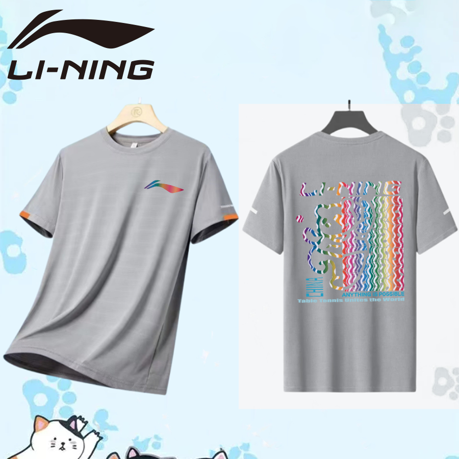 Li ning áo sơ mi lưới nhanh khô thoáng khí áo sơ mi cầu lông nam nữ tay ngắn văn hóa áo sơ mi khô nhanh yyy thể thao đào tạo áo thun