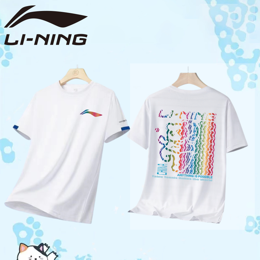 Li ning áo sơ mi lưới nhanh khô thoáng khí áo sơ mi cầu lông nam nữ tay ngắn văn hóa áo sơ mi khô nhanh yyy thể thao đào tạo áo thun
