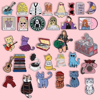 Bộ 50 Phong Cách Ca Sĩ Taylor Swift Men Pin Nhạc Guitar CD Men Thổ Cẩm Động Vật Dễ Thương Mèo 1989 Ba Lô Huy Hiệu Quà Lưu Niệm Cho Người Hâm Mộ