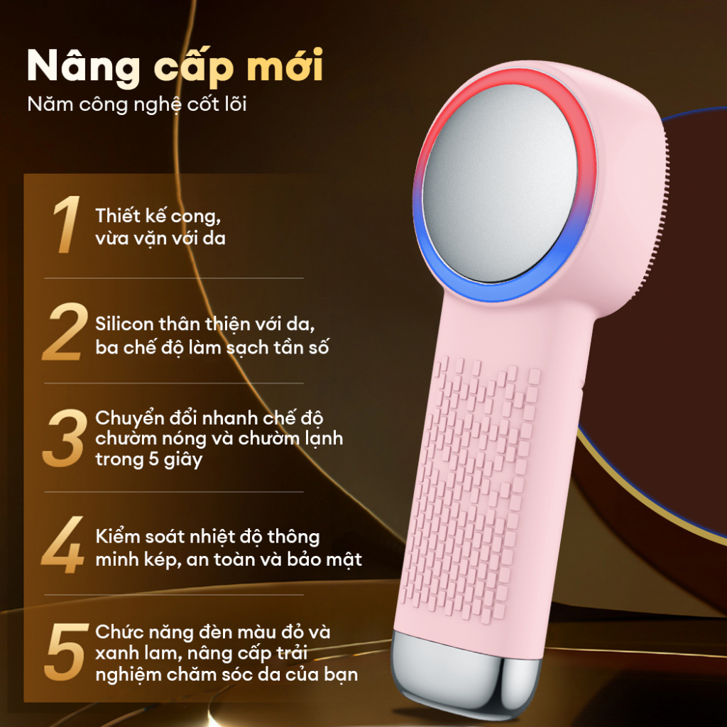 Ảnh CkeyiN 6 trong 1 Máy Rửa Mặt Massage Tích Hợp Liệu Pháp Ánh Sáng và Nhiệt Multi-task Cleansing & Massaging Device MS004 3