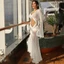 Nữ Babydoll Quần Lót Dài Tay Cổ Chữ V Chemise Lưới Váy Ngủ Dài Áo Viền Sheer Váy Ngủ