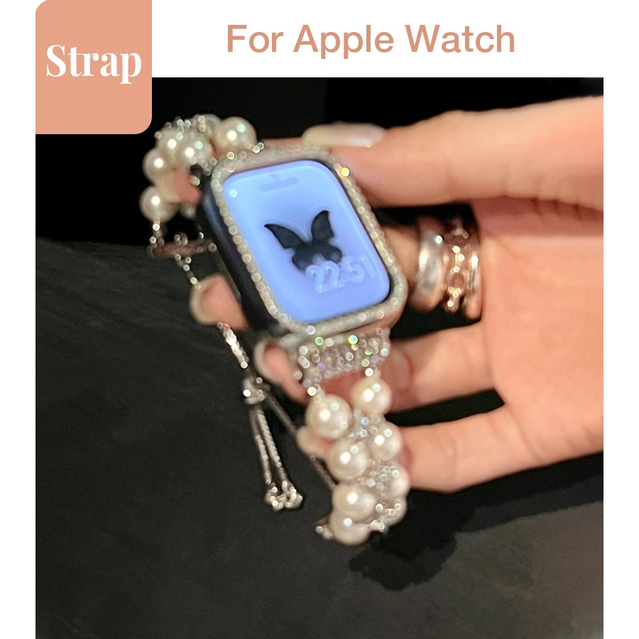 Dây đeo vòng tay ngọc trai dây rút dành cho nữ Thích hợp cho Apple Watch S11 SE3 Ultra3 S10 S9 S8 SE S7 S6 Ultra 49mm 46mm 42mm 40mm 44mm 41mm 45mm Dây đeo cổ tay