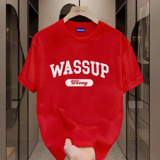 ✨Hàng có sẵn✨ WASSUP letter-Áo thun nam mới! 100% cotton, thời trang, Unisex