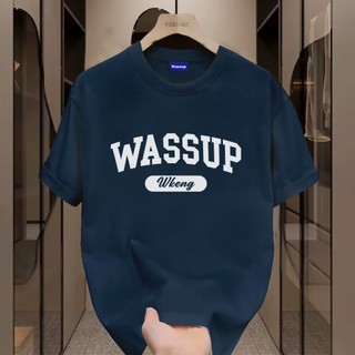 ✨Hàng có sẵn✨ WASSUP letter-Áo thun nam mới! 100% cotton, thời trang, Unisex