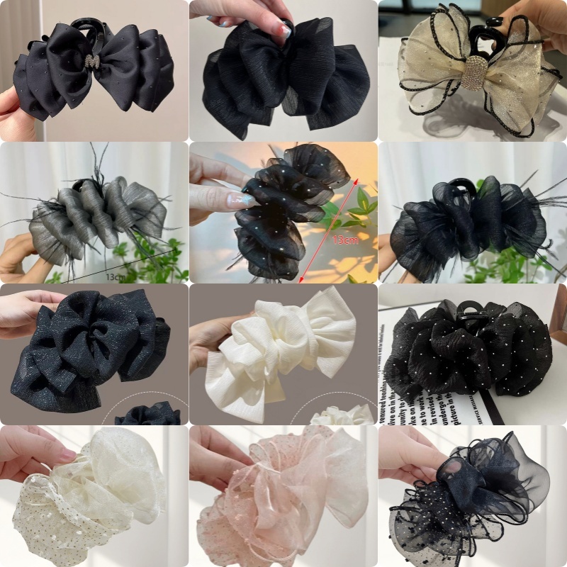 Diễu Hành Thời Trang Tuyn Nơ Lớn Đám Mây Lấy Kẹp Thanh Lịch Retro Nữ Lưới Sợi Đuôi Ngựa Bím Vuốt Kẹp Phụ Kiện Tóc Quà Tặng Mũ Đội Đầu VN