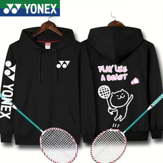 Áo sơ mi cầu lông yonex 2025 Áo khoác cầu lông mới yy dài tay mùa thu đông khô nhanh áo nỉ có mũ trùm đầu thể thao dành cho nam và nữ