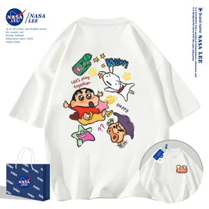 Áo thun ngắn tay NASA - Họa tiết Crayon Shin Chan, chất liệu cotton, phù hợp cho cả nam và nữ
