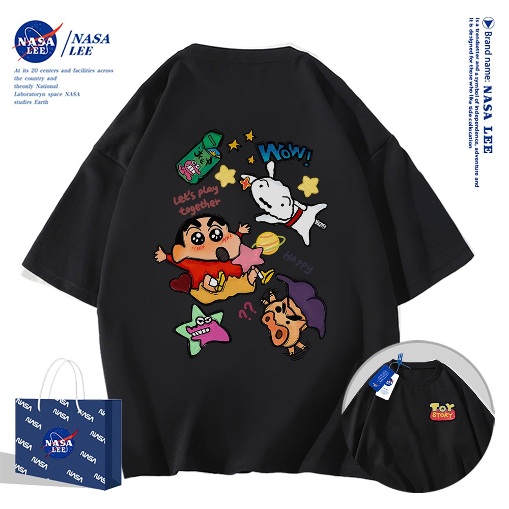 Áo thun ngắn tay NASA - Họa tiết Crayon Shin Chan, chất liệu cotton, phù hợp cho cả nam và nữ