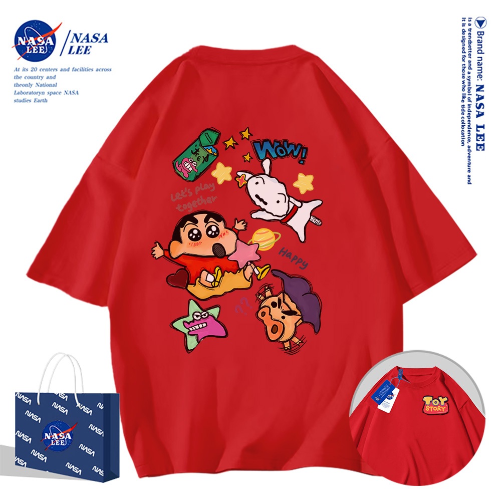 Áo thun ngắn tay NASA - Họa tiết Crayon Shin Chan, chất liệu cotton, phù hợp cho cả nam và nữ