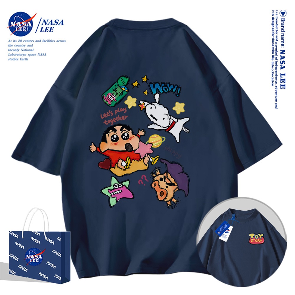 Áo thun ngắn tay NASA - Họa tiết Crayon Shin Chan, chất liệu cotton, phù hợp cho cả nam và nữ