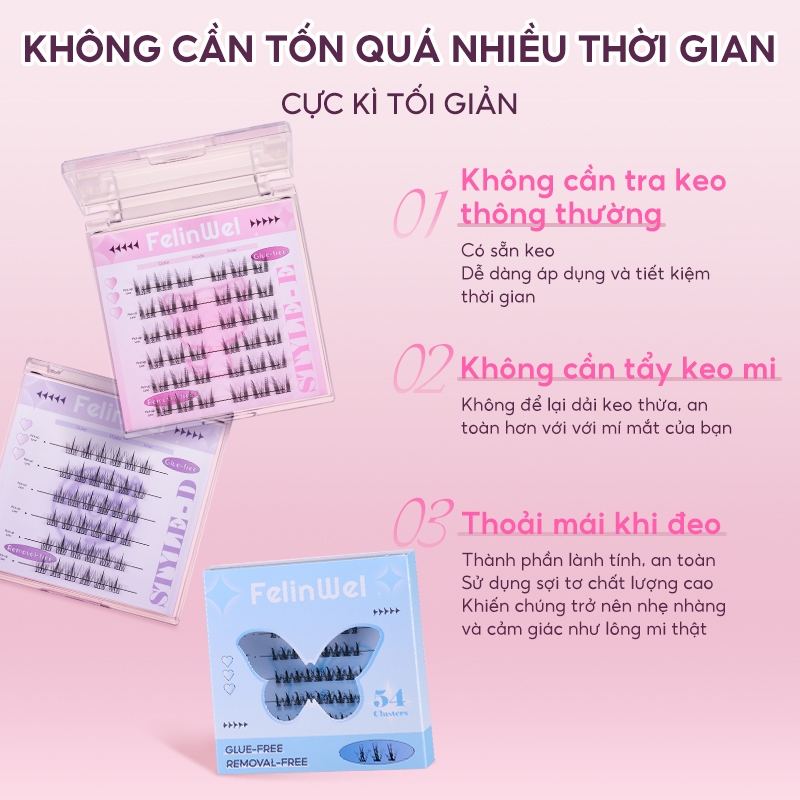 FelinWel - Mi Có Sẵn Keo Tự Dính, Không Cần Tra Keo, Không Cần Tẩy Trang, Tiết Kiệm Thời Gian & Đặc Biệt Tái Sử Dụng