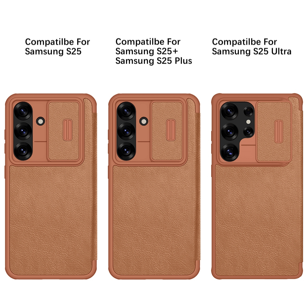Nillkin Cho Samsung Galaxy S25 Ultra / S25 Edge / S25 Plus / S25 + / A56 5G Qin Pro Flip PU Da Bảo Vệ Ống Kính Máy Ảnh Trượt Vỏ Điện Thoại Vỏ Bảo Vệ