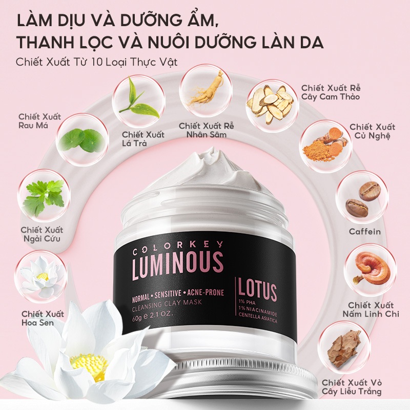 Ảnh Mặt Nạ Bùn COLORKEY LUMINOUS Làm Sạch Da Không Gây Khô Da Khi Dùng 60g/hũ 3