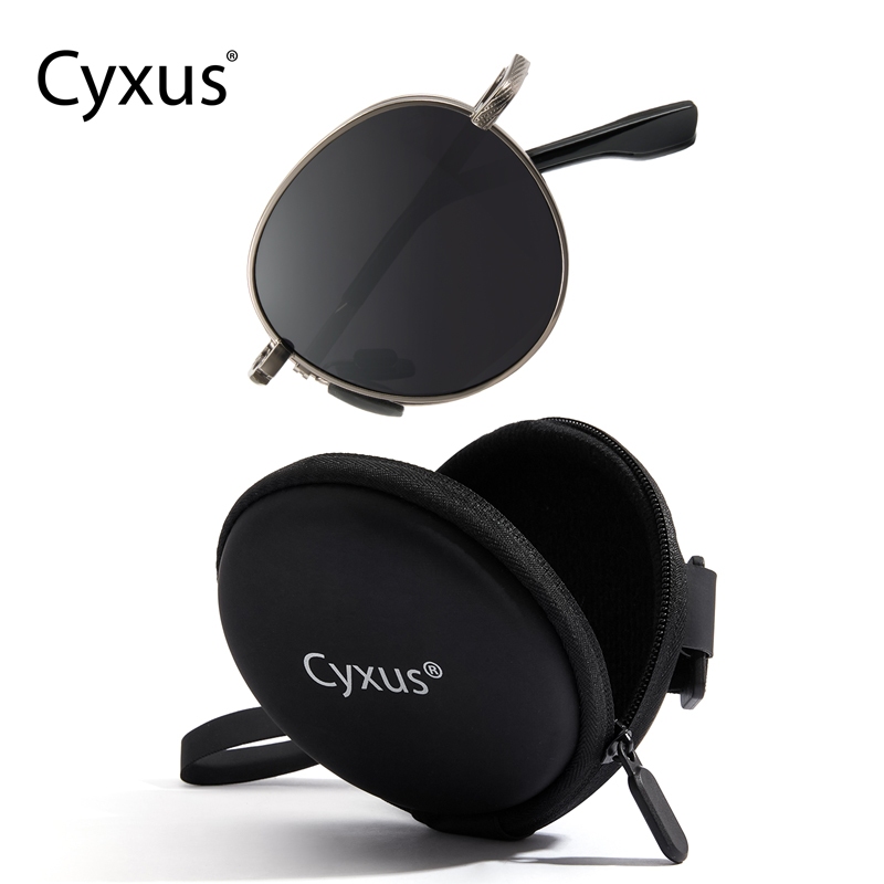 Cyxus Kính râm tròn phân cực/kính râm gập/kính thời trang, unisex, phù hợp cho du lịch và giải trí.1018