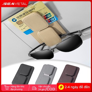 Seametal Kính Ô Tô Kẹp Da PU Tấm Che Nắng Từ Thẻ Đựng Vé Đa Năng Tấm Che Nắng Phụ Kiện Xe Hơi