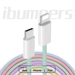ibumpers Dây Sạc IP PD 20W Type-C Nhanh Cáp Sạc Hỗ Trợ Truyền Dữ Liệu Cho 7-14ProMax Pad
