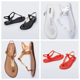 2025 Phong Cách Mới Melissa Herringbone Flip-Flops Chữ Màu Trơn