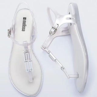 2025 Phong Cách Mới Melissa Herringbone Flip-Flops Chữ Màu Trơn