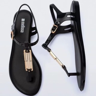 2025 Phong Cách Mới Melissa Herringbone Flip-Flops Chữ Màu Trơn