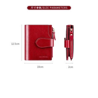 Banyanu Retro Dầu Sáp Da Ví Ngắn Da Thật Nữ Gấp Thẻ Đa Năng Ví Đựng Tiền Xu