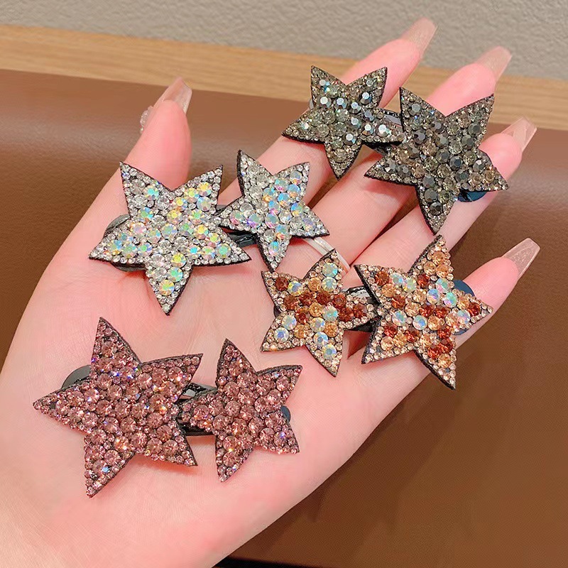 [Yunyuan] 2 Kẹp tóc tình yêu đính đá sang một bên, thẻ tóc nghiền nát đầu lưng nữ nổ bb kẹp tóc thẻ mũ đội đầu