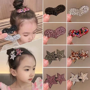 2 Kẹp tóc tình yêu đính đá sang một bên, thẻ tóc nghiền nát đầu lưng nữ nổ bb kẹp tóc thẻ mũ đội đầu