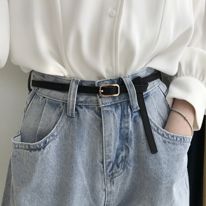 Julyhot Dây da phong cách Pháp cho quần jean, khóa, unisex, nam nữ, mỏng