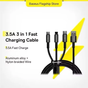 Baseus Dây Cáp usb 3 Trong 1 Cho Tất Cả Các Dòng Điện Thoại
