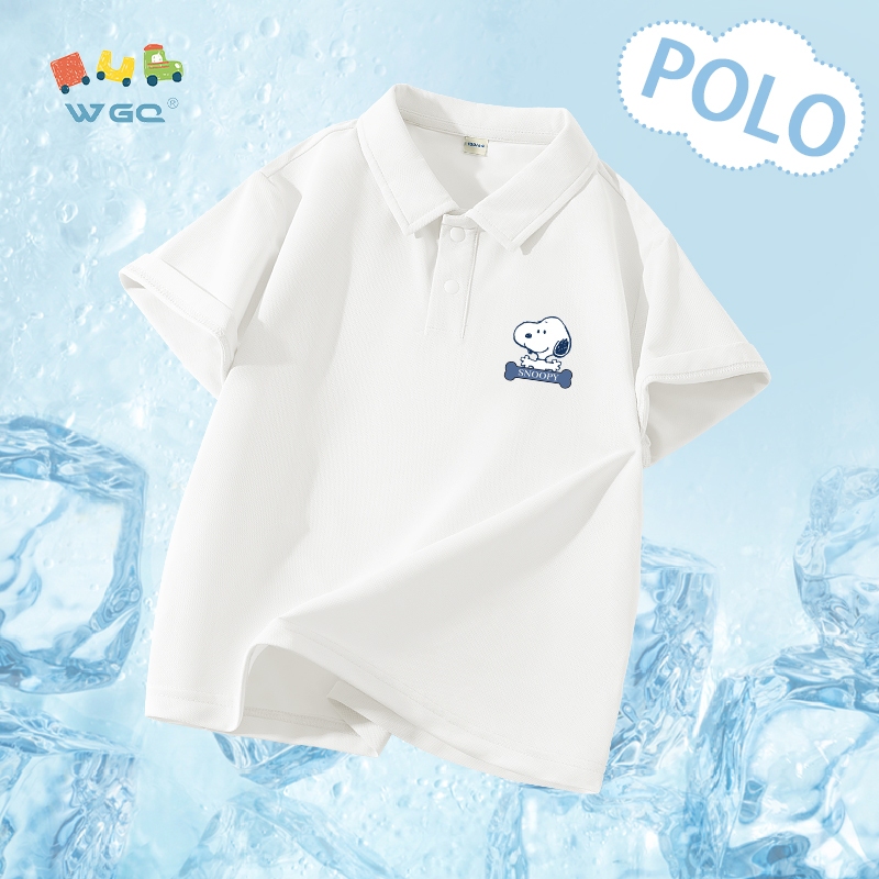 W.G.Q  Bé Trai Tay Ngắn POLO, Thoáng Khí Hút Mồ Hôi Đàn Hồi, Mùa Hè Phong Cách Mới Có In Hình